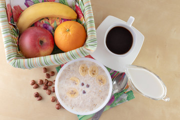 Healthy breakfast with oatmeal.