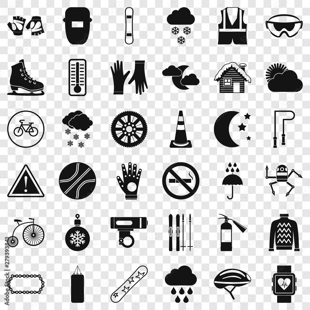 Poster winter icons set. simple style of 36 winter vector icons for web for any design