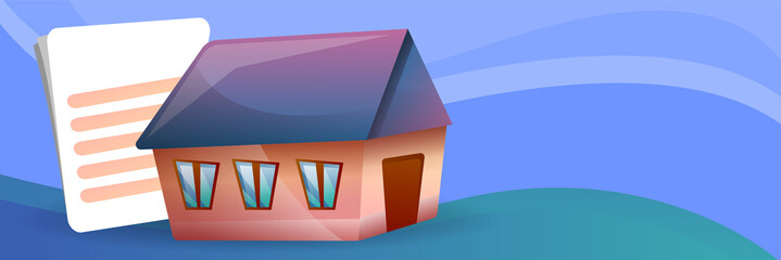House mortgage concept banner. Cartoon illustration of house mortgage vector concept banner for web design