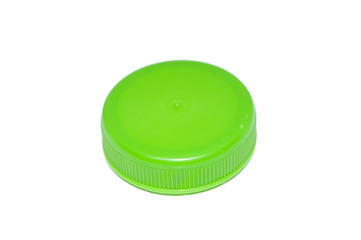 green bottle cap plastic, isolated on white background