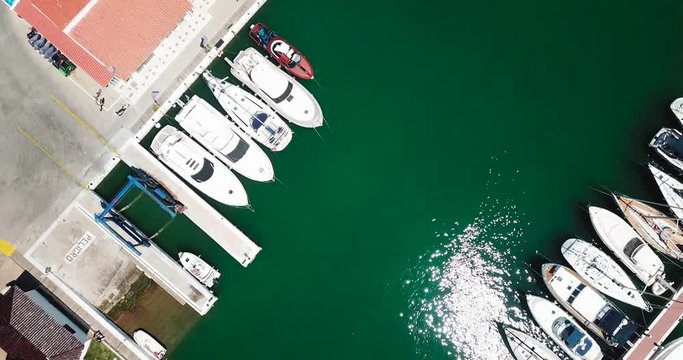 Aerial view of pier with botas, Barcelona