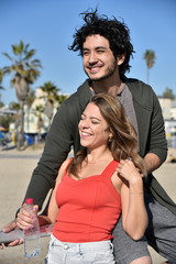 Young couple enjoying a day on the beach