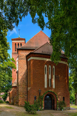 Fototapeta na wymiar Denkmalgeschützte Pfarrkirche In der Altstadt von Storkow/Mark, Blick von Nordosten