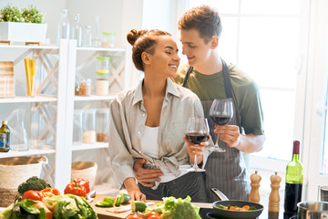 loving couple is preparing the proper meal