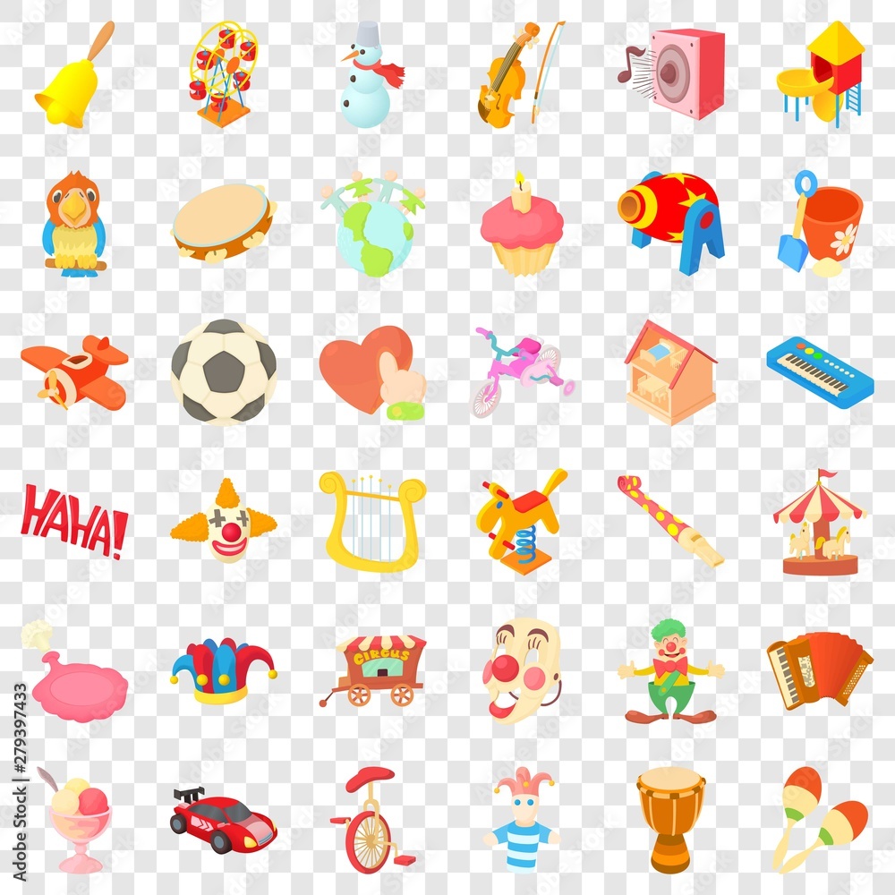 Aufkleber playground cons set. cartoon style of 36 playground vector icons for web for any design