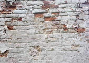 detail of the old whitewashed brick wall