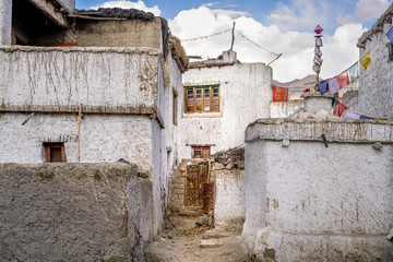 The indian town Thiksey which is build in tibetan style