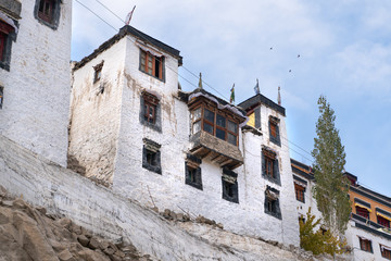 Fototapeta na wymiar The old Thiksay monastery in Theksey small village
