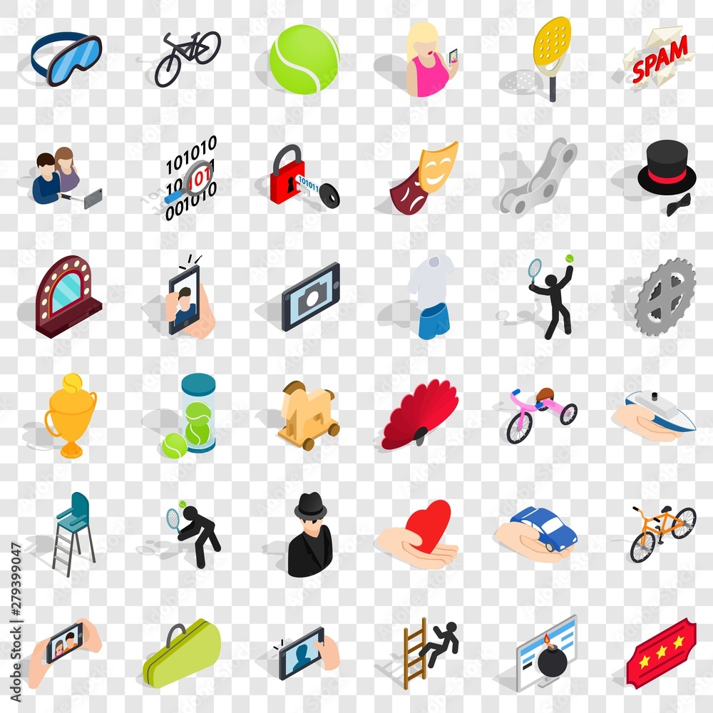 Poster hand icons set. isometric style of 36 hand vector icons for web for any design