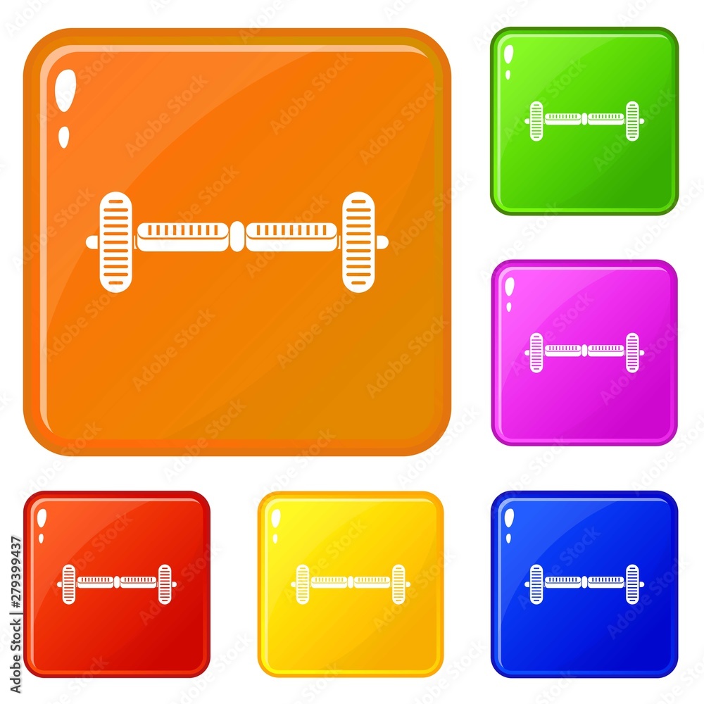 Poster hoverboard gyro pod icons set collection vector 6 color isolated on white background