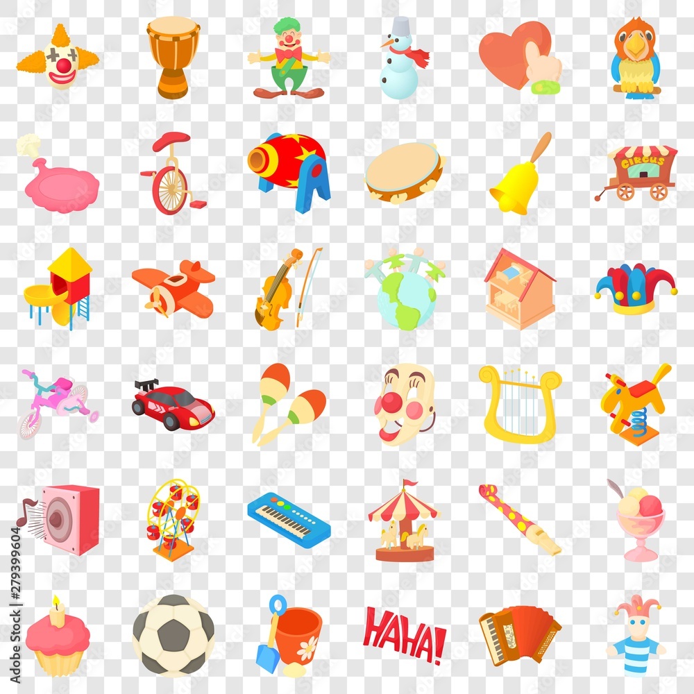Poster ice cream cons set. cartoon style of 36 ice cream vector icons for web for any design