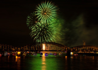 Firework over the rhine river