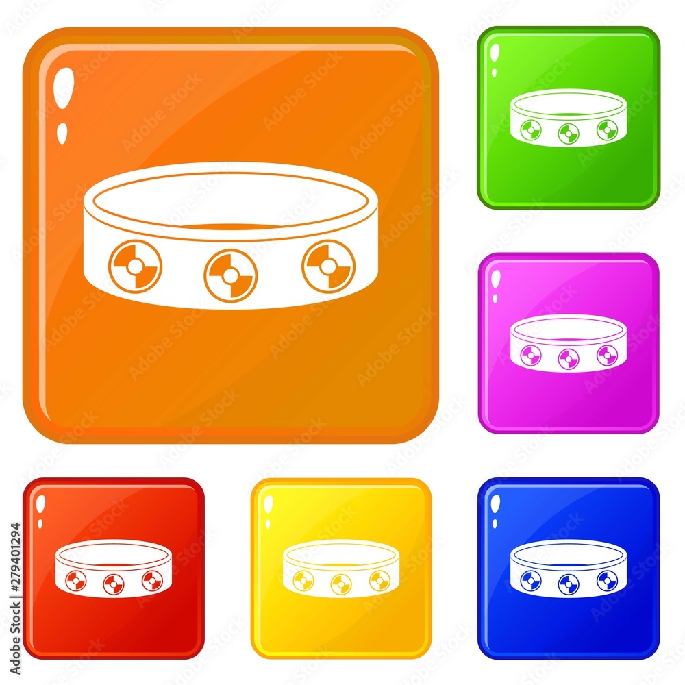 Poster bracelet with gems icons set collection vector 6 color isolated on white background