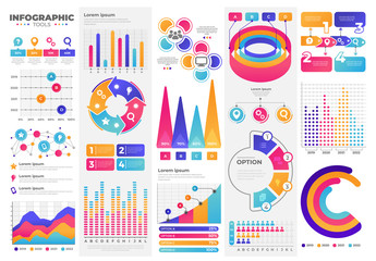 Infographic Tools Template set. Colorful Infographic templates. Infographic Bundle