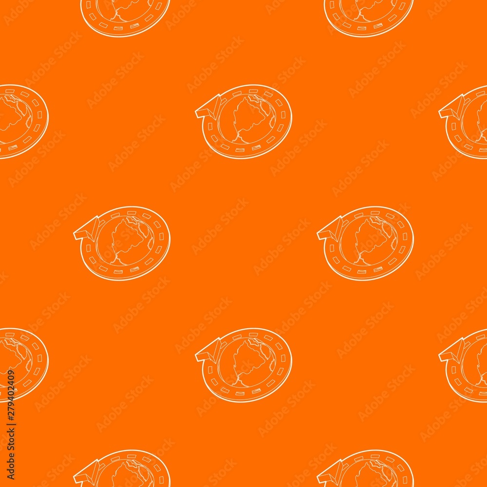Poster road around earth globe pattern vector orange for any web design best