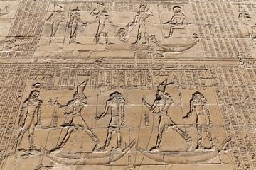 Fototapeta na wymiar Scene from Edfu Temple in Edfu, Egypt