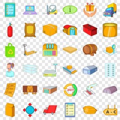 Store icons set. Cartoon style of 36 store vector icons for web for any design