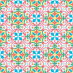Vector seamless tiles background in portuguese, spanish, italian style. For wallpaper, backgrounds, decoration for your design, ceramic, page fill and more.