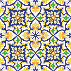 Seamless tiles background in portuguese, spanish, italian style. For wallpaper, backgrounds, decoration for your design, ceramic, page fill and more.