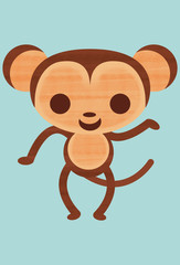 Illustration of a cute monkey standing in a joyful stance