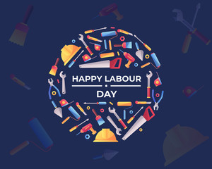 Happy Labor Day Illustration. tool illustration kit