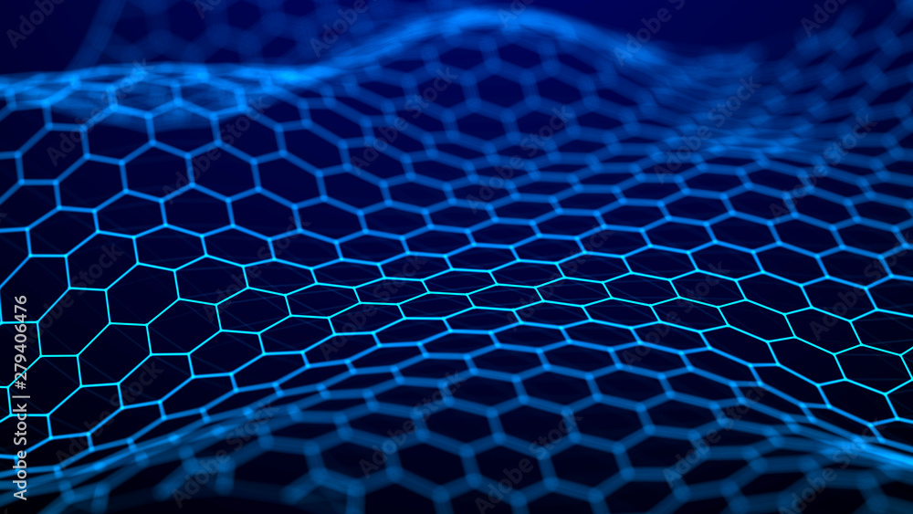 Poster futuristic hexagon background. abstract technology background. technology concept. big data. 3d