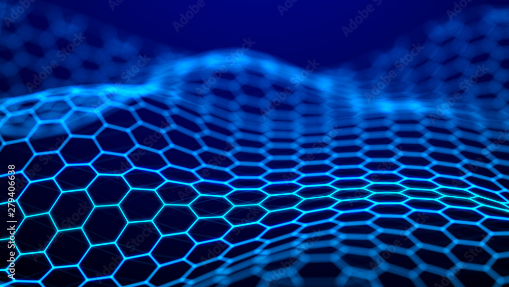 Poster futuristic hexagon background. abstract technology background. technology concept. big data. 3d