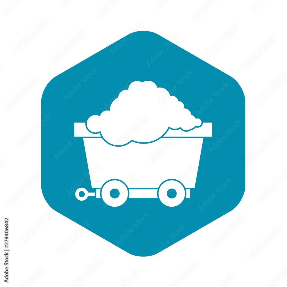 Poster cart on wheels with coal icon. simple illustration of cart on wheels with coal vector icon for web