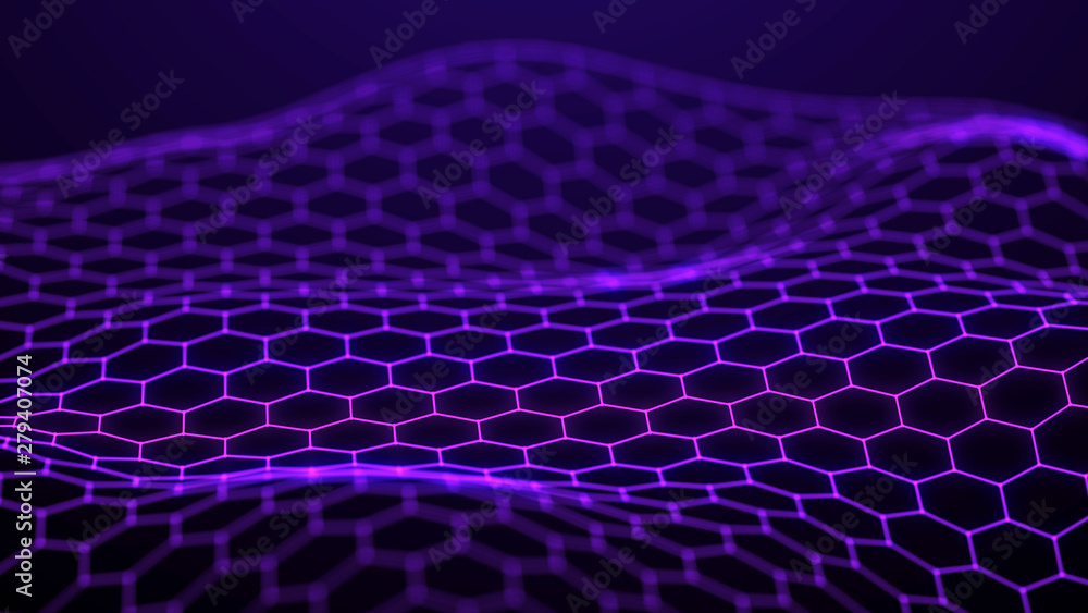 Poster futuristic hexagon background. abstract technology background. technology concept. big data. 3d