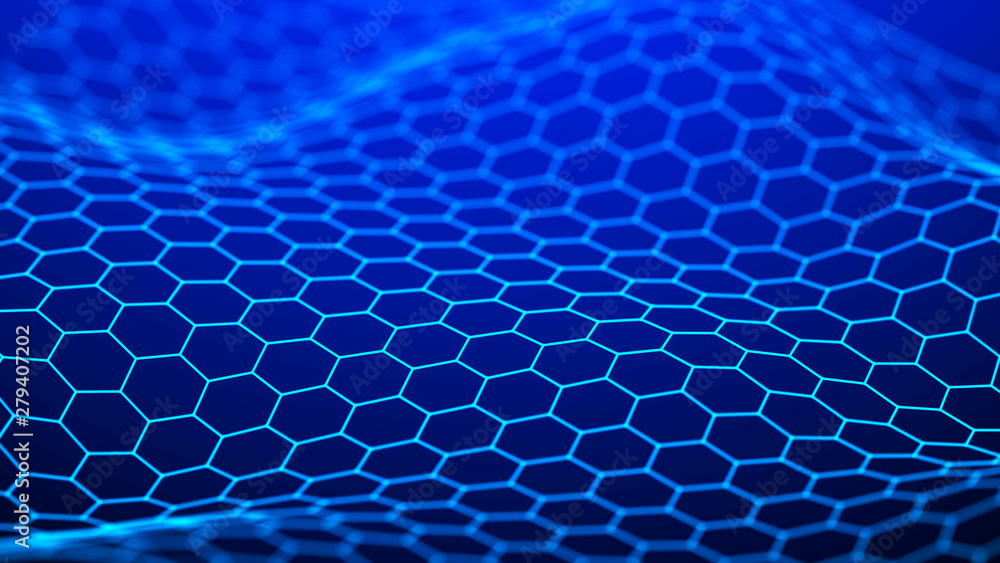 Poster futuristic hexagon background. abstract technology background. technology concept. big data. 3d