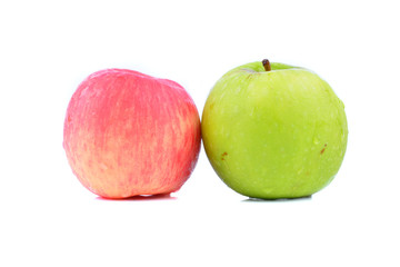 closeup isolated red and green apples