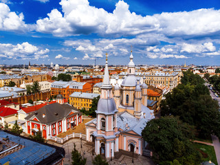 Obraz premium Panorama of Petersburg, view from quadrocopter drone flight