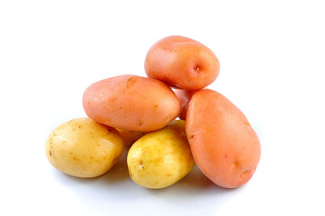Pink and Yello Clean Potato isolated on white background