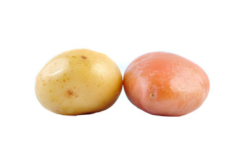 Pink and Yello Clean Potato isolated on white background