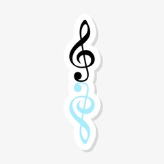 Treble clef sticker flat style illustration for web, mobile, logo