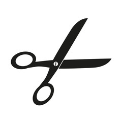 simple flat black and white scissors icon vector illustration