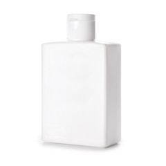 Plastic mockup white rectangular bottle