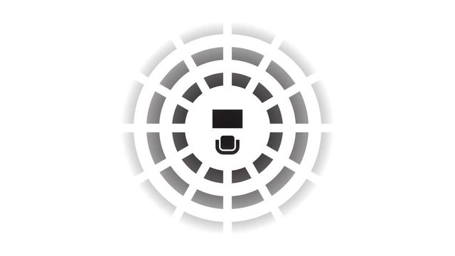 Parliament, government, court or college furniture symbol, loading concentric circles icon on white background, load sign, wireless internet connection sign, animation with alpha channel.