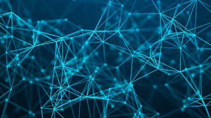 Abstract connection dots. Technology background. Network connection structure. Plexus effect. 3d