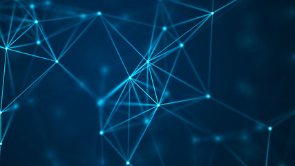 Abstract connection dots. Technology background. Network connection structure. Plexus effect. 3d
