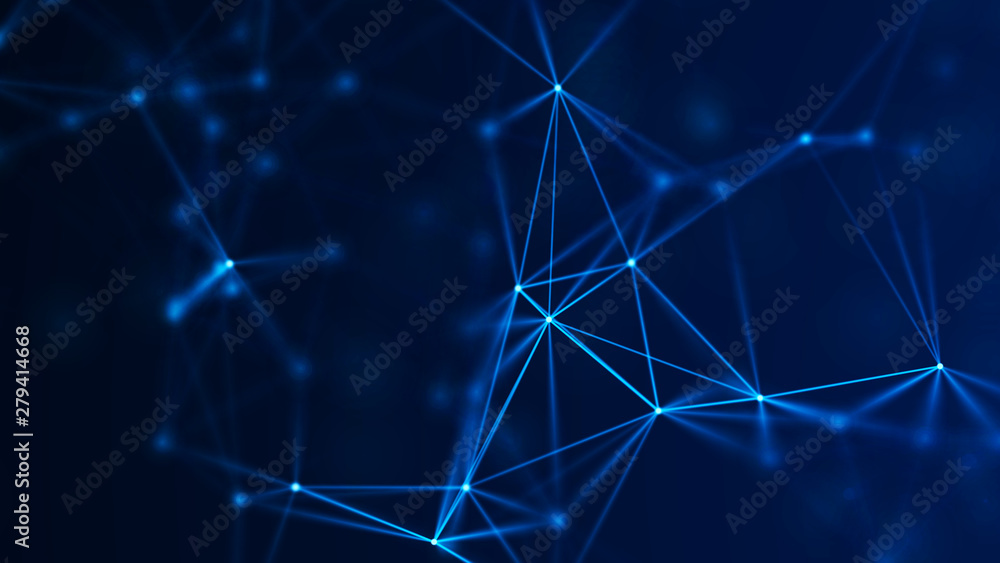 Poster Abstract connection dots. Technology background. Network connection structure. Plexus effect. 3d