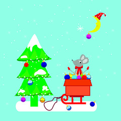 New Year. New Year 2020 and Christmas tree on background. greeting card, concept of the new year.