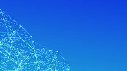 Abstract polygonal space. Futuristic blue background. Connection dots and lines structure. Triangular business wallpaper. 3d