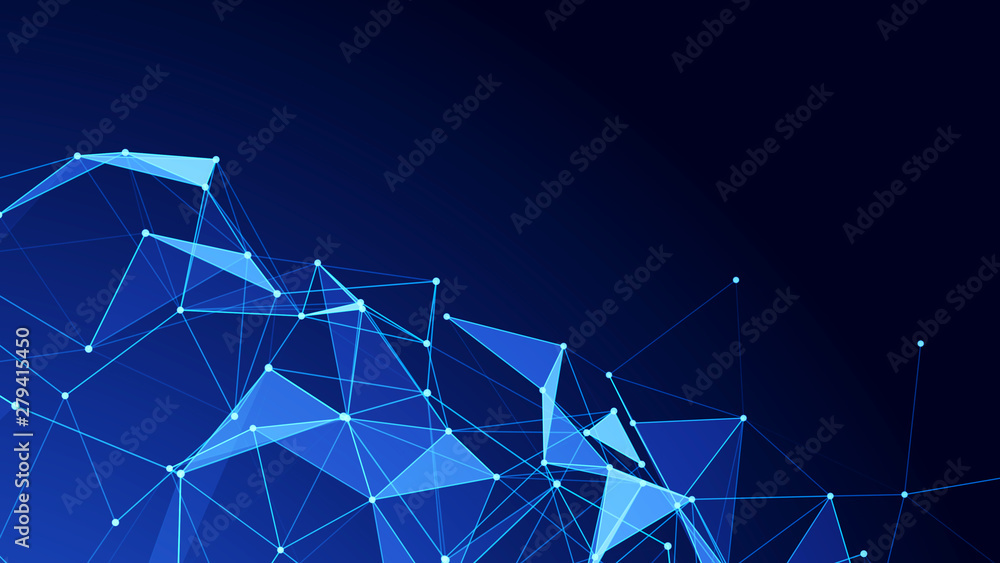 Leinwandbilder abstract polygonal space. futuristic blue background. connection dots and lines structure. triangula