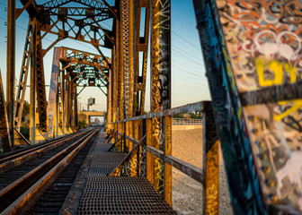 Golden Hour Old Rusted Bridge at the LA river in southgate los angeles