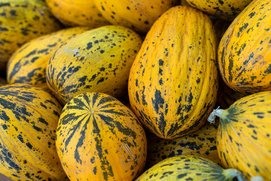 Kirkagac melon in a bazaar. Kirkagac is a popular melon type in Turkey.