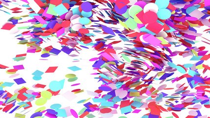 Colorful Confetti Party Explosions Background. 3d animation, 4K