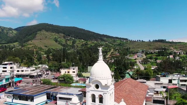 Aerial shot of old church El Tingo San Rafael