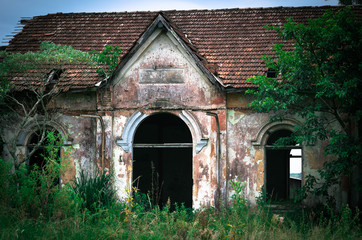 The façade of the old abandoned station