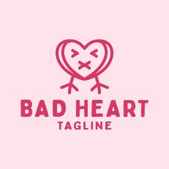 Bad Heart or Sad or Love or Chicken or Animal Logo Design vector